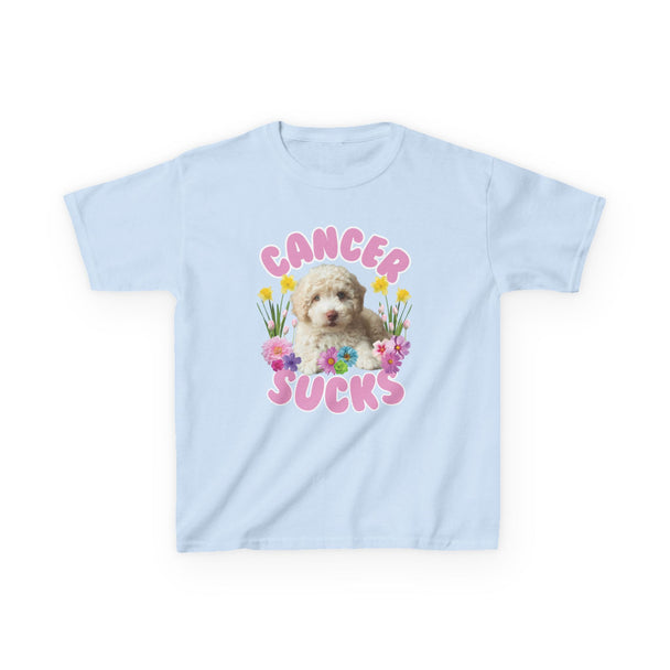 Cancer Sucks Cute Puppy T-Shirt – Kids Heavy Cotton Shirt