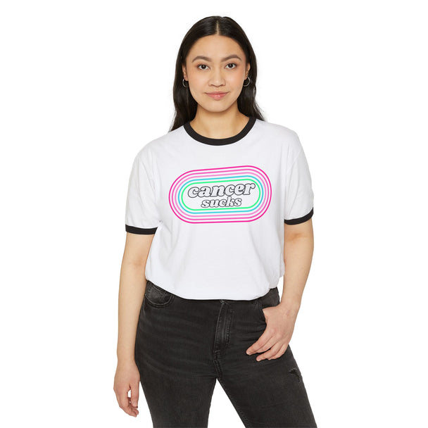 Cancer Sucks Retro Ringer T-Shirt