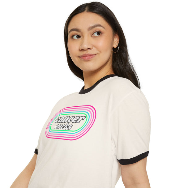Cancer Sucks Retro Ringer T-Shirt