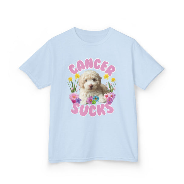 Cancer Sucks Cute Puppy T-Shirt – Kids Heavy Cotton Shirt