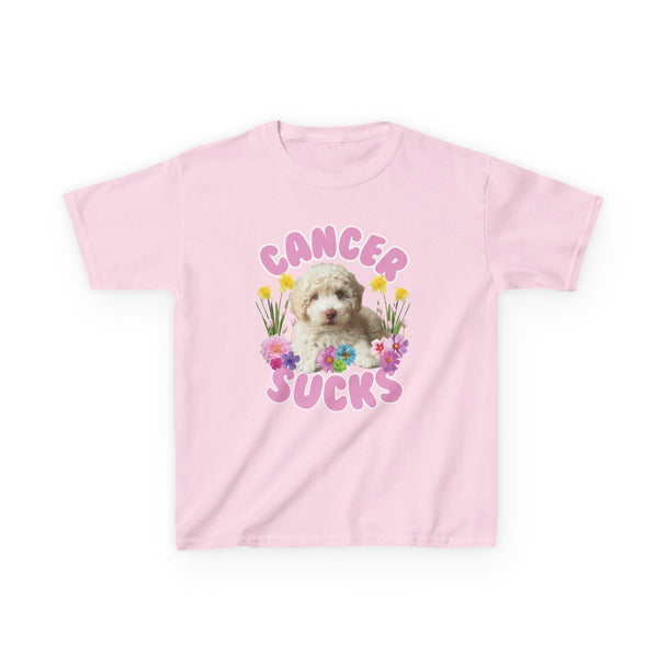 Cancer Sucks Cute Puppy T-Shirt – Kids Heavy Cotton Shirt