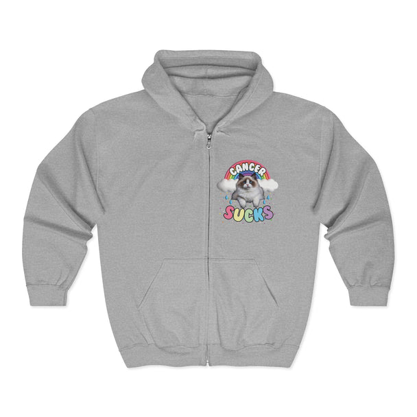 Cancer Sucks, But Here's a Cutie Cat Zip Up Hoodie
