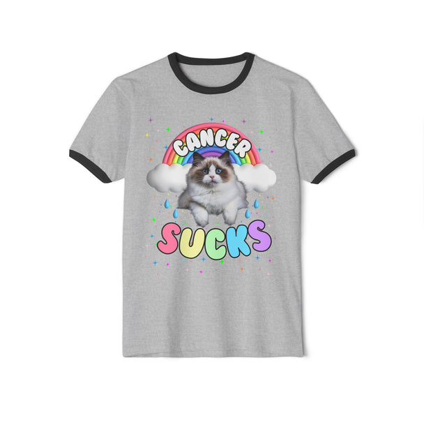 Cancer Sucks Cutie Cat Ringer T-Shirt