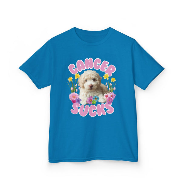 Cancer Sucks Cute Puppy T-Shirt – Kids Heavy Cotton Shirt