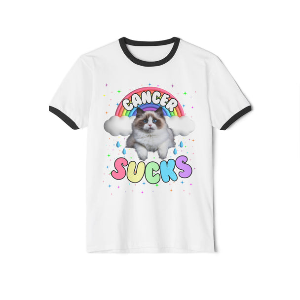 Cancer Sucks Cutie Cat Ringer T-Shirt