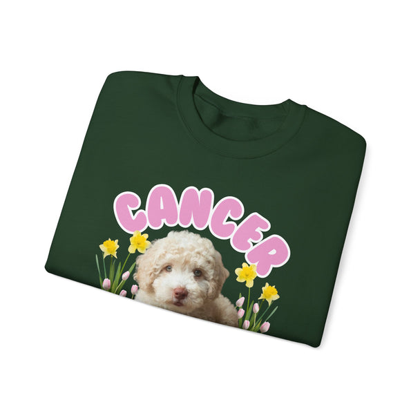 Cancer Sucks Puppy Flower Power Comfort-Fit Crewneck