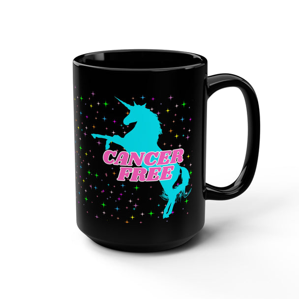 Cancer Free Unicorn 15oz Black Coffee Mug