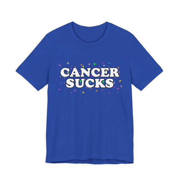 Cancer Sucks T-Shirt in White with Stars