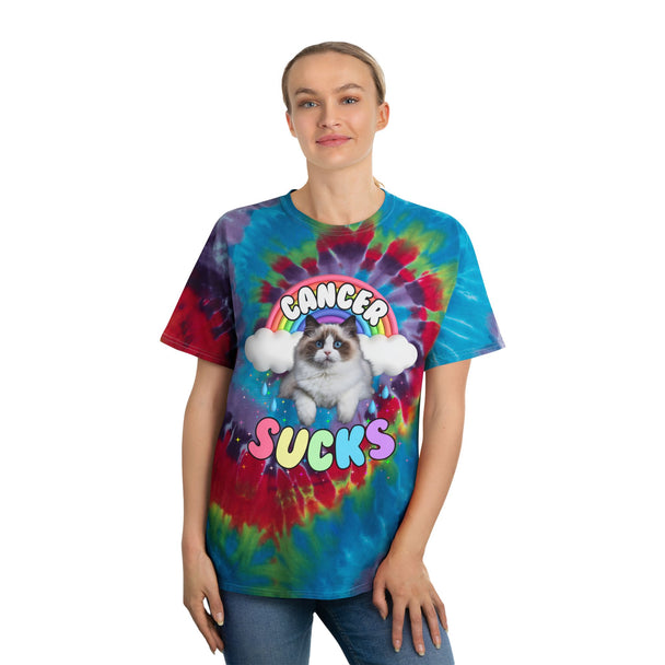 Cancer Sucks But Here's a Cutie Cat - Spiral Tie-Dye Tshirt