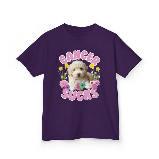 Cancer Sucks Cute Puppy T-Shirt – Kids Heavy Cotton Shirt