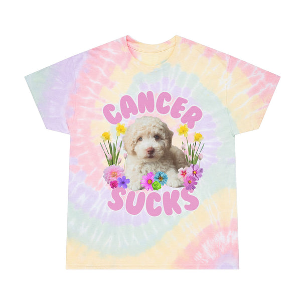 Cancer Sucks Puppy Flower Power – Spiral Tie-Dye T-shirt