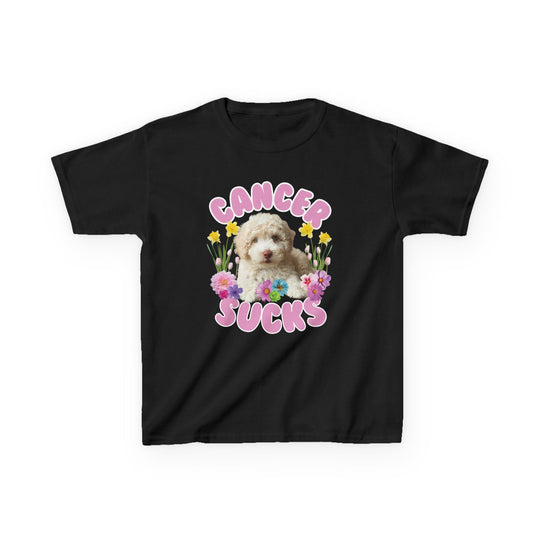 Cancer Sucks Cute Puppy T-Shirt – Kids Heavy Cotton Shirt