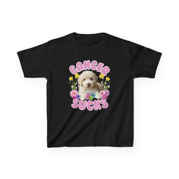 Cancer Sucks Cute Puppy T-Shirt – Kids Heavy Cotton Shirt