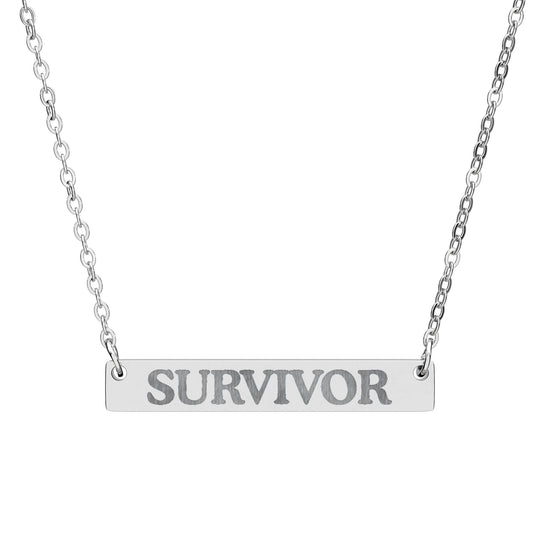 SURVIVOR Bar Necklace  —  Pendant for Cancer & Trauma Survivors