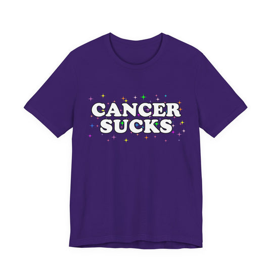 Cancer Sucks T-Shirt in White with Stars