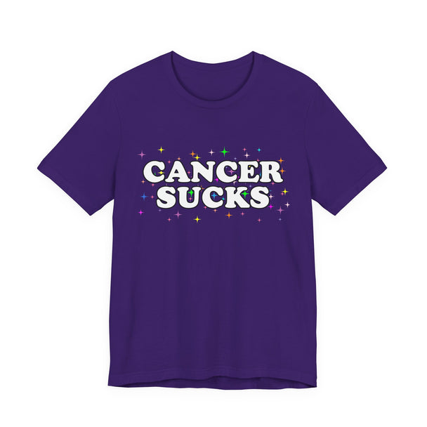 Cancer Sucks T-Shirt in White with Stars