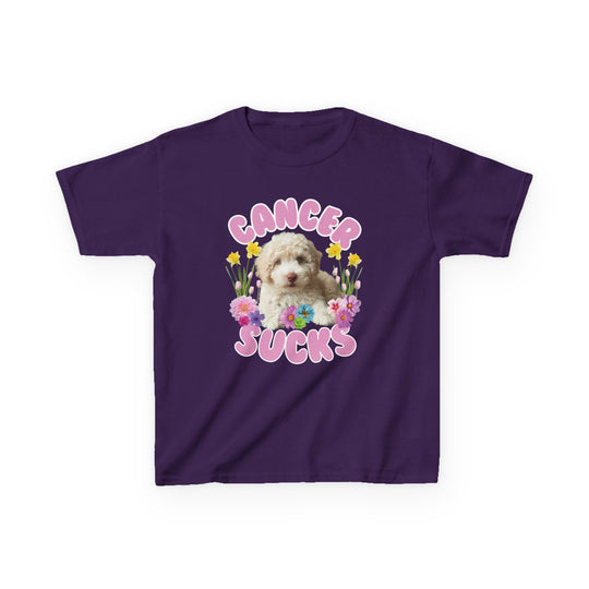 Cancer Sucks Cute Puppy T-Shirt – Kids Heavy Cotton Shirt
