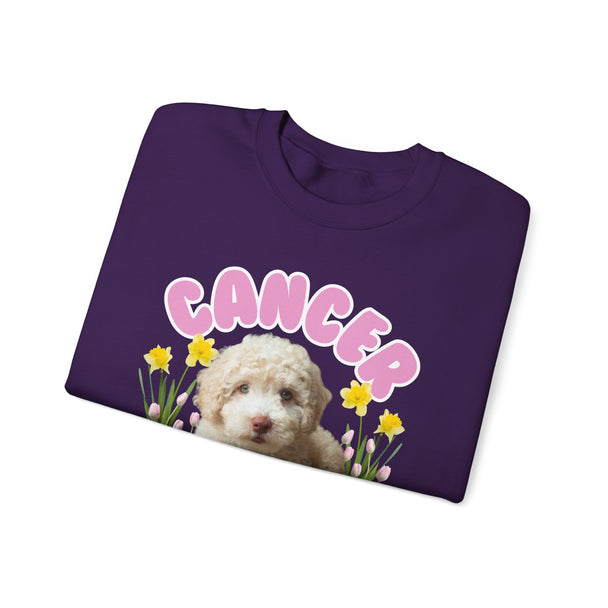Cancer Sucks Puppy Flower Power Comfort-Fit Crewneck