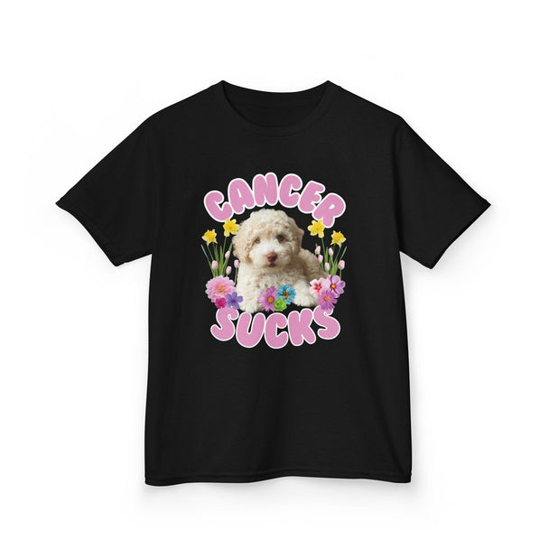 Cancer Sucks Cute Puppy T-Shirt – Kids Heavy Cotton Shirt