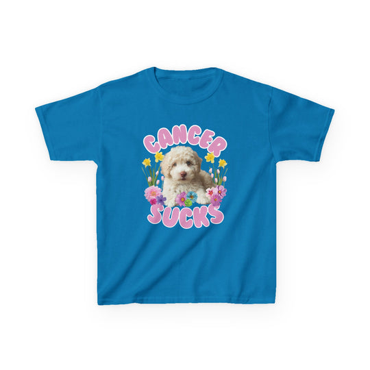 Cancer Sucks Cute Puppy T-Shirt – Kids Heavy Cotton Shirt