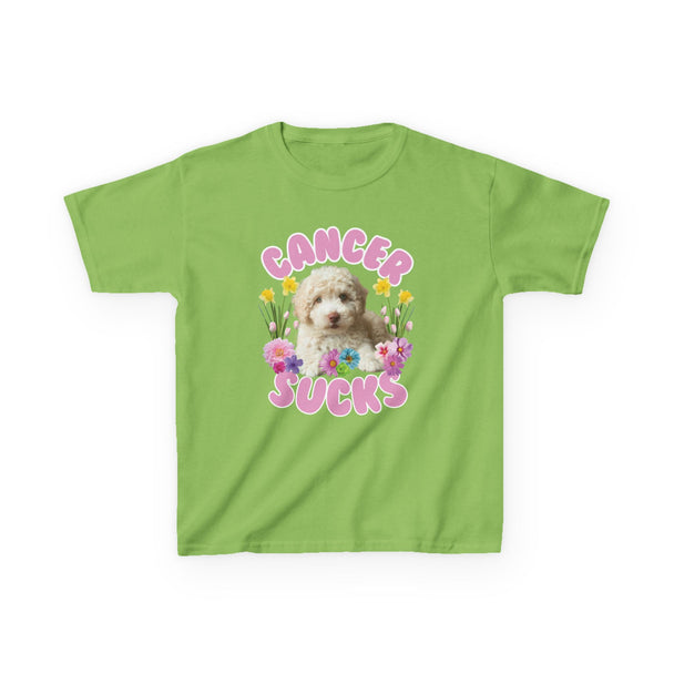 Cancer Sucks Cute Puppy T-Shirt – Kids Heavy Cotton Shirt