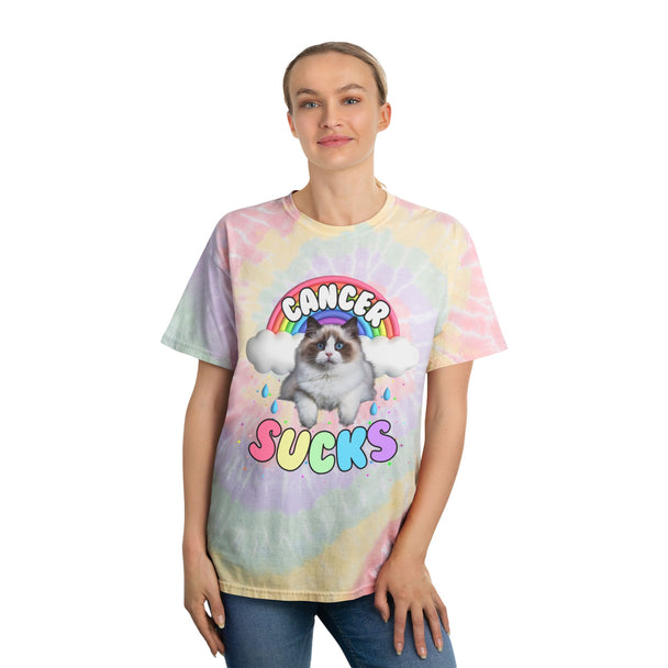 Cancer Sucks But Here's a Cutie Cat - Spiral Tie-Dye Tshirt