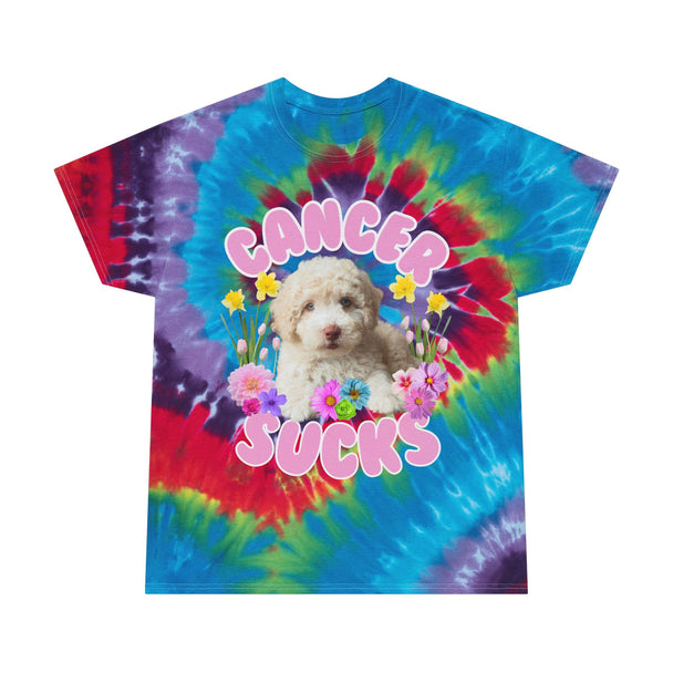 Cancer Sucks Puppy Flower Power – Spiral Tie-Dye T-shirt