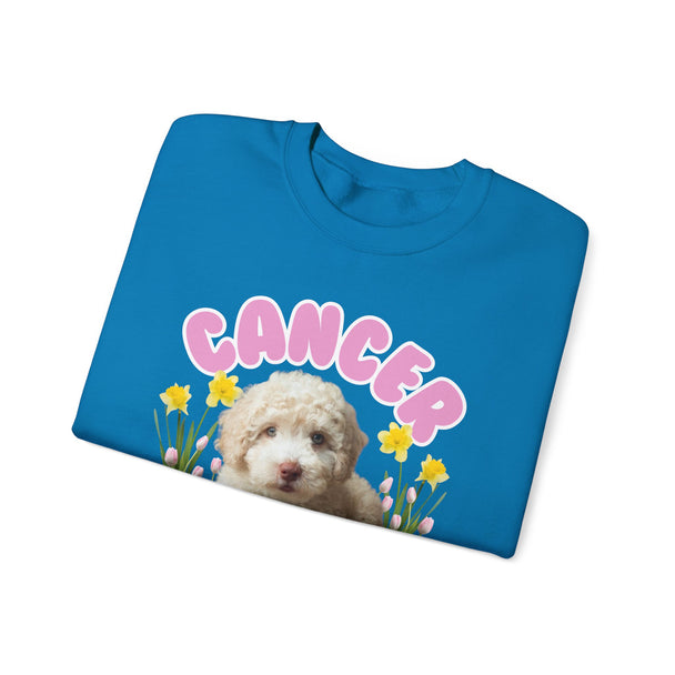 Cancer Sucks Puppy Flower Power Comfort-Fit Crewneck