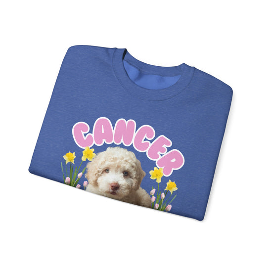 Cancer Sucks Puppy Flower Power Comfort-Fit Crewneck