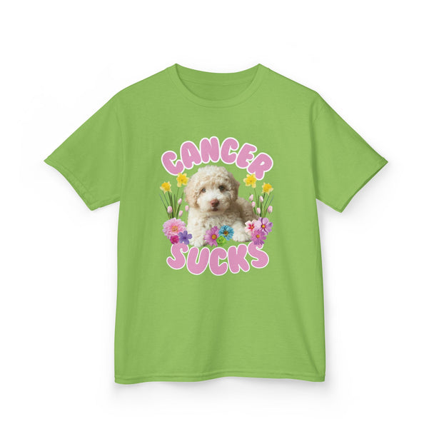 Cancer Sucks Cute Puppy T-Shirt – Kids Heavy Cotton Shirt