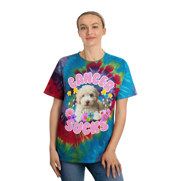 Cancer Sucks Puppy Flower Power – Spiral Tie-Dye T-shirt