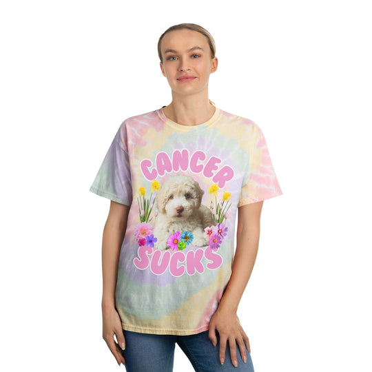 Cancer Sucks Puppy Flower Power – Spiral Tie-Dye T-shirt