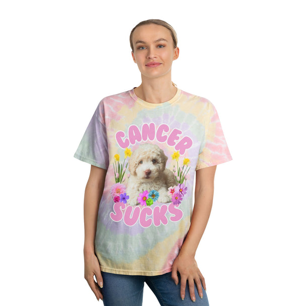 Cancer Sucks Puppy Flower Power – Spiral Tie-Dye T-shirt