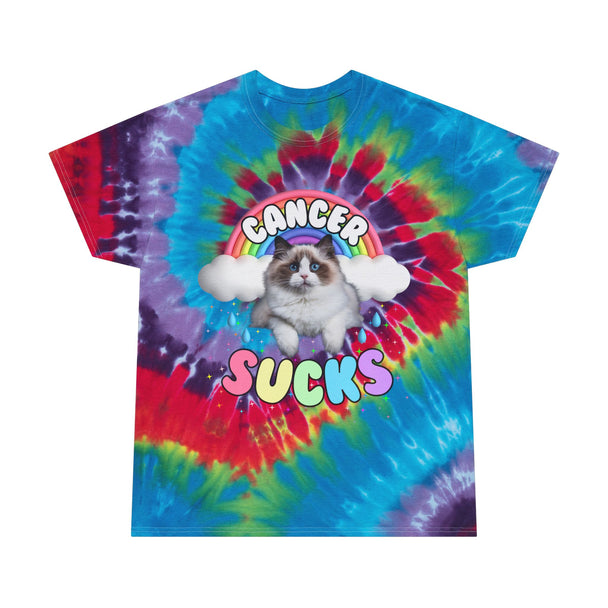 Cancer Sucks But Here's a Cutie Cat - Spiral Tie-Dye Tshirt