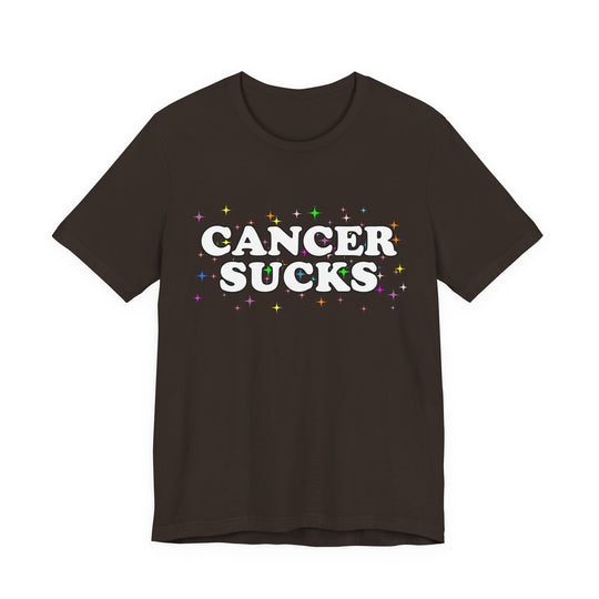 Cancer Sucks T-Shirt in White with Stars