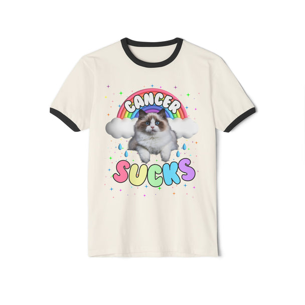 Cancer Sucks Cutie Cat Ringer T-Shirt