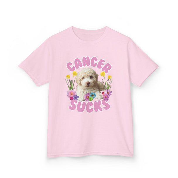 Cancer Sucks Cute Puppy T-Shirt – Kids Heavy Cotton Shirt