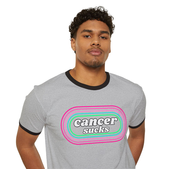Cancer Sucks Retro Ringer T-Shirt