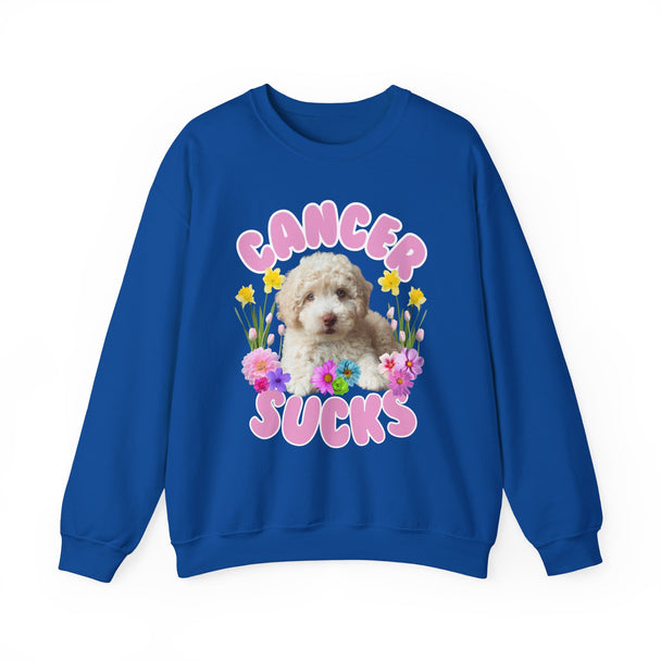 Cancer Sucks Puppy Flower Power Comfort-Fit Crewneck