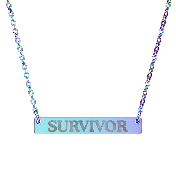 SURVIVOR Bar Necklace  —  Pendant for Cancer & Trauma Survivors