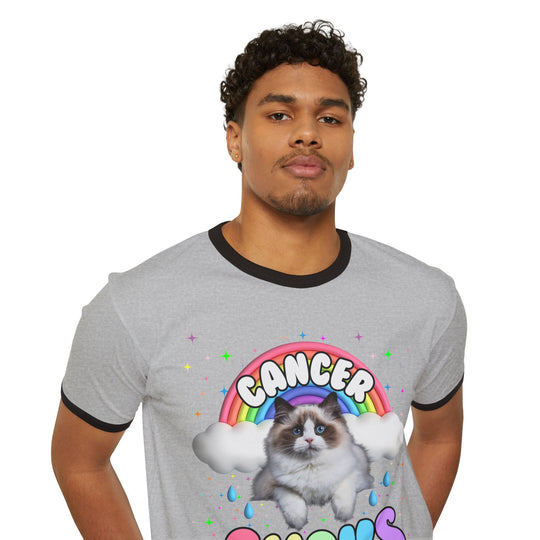 Cancer Sucks Cutie Cat Ringer T-Shirt