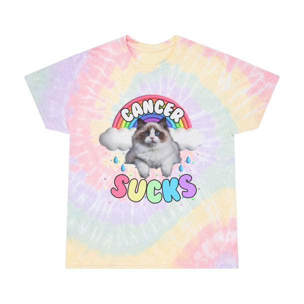 Cancer Sucks But Here's a Cutie Cat - Spiral Tie-Dye Tshirt